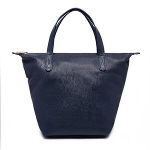 Cuyana Navy Leather Small Tote Bag without Removable Strap